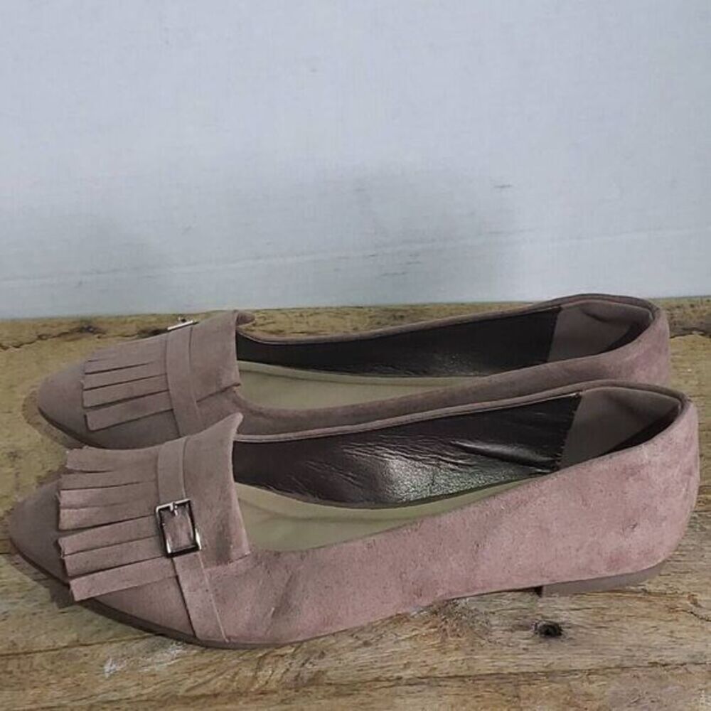 Ataiwee tan Wide Width Flat Shoes, Casual Pointed Soft Comfort Ballet Flats.